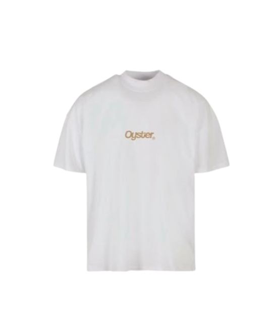 Camiseta blanca Oyster Stone, corte oversize boxy fit, vista frontal